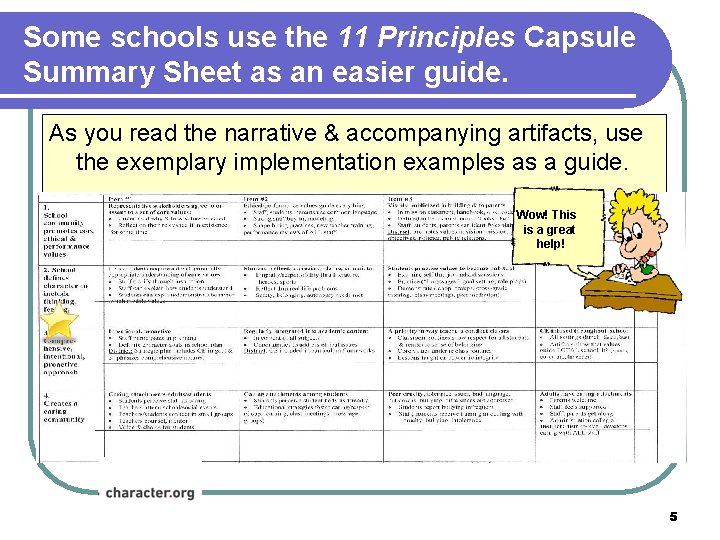 Some schools use the 11 Principles Capsule Summary Sheet as an easier guide. As Some schools use the 11 Principles Capsule Summary Sheet as an easier guide. As