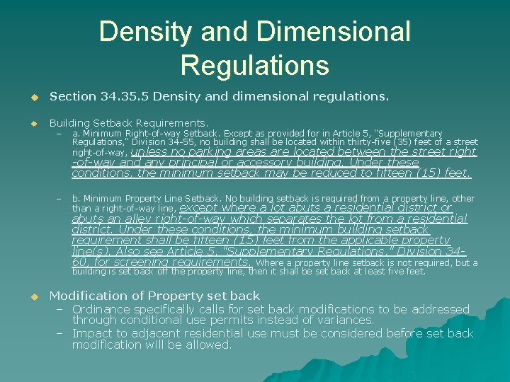 Density and Dimensional Regulations u Section 34. 35. 5 Density and dimensional regulations. u