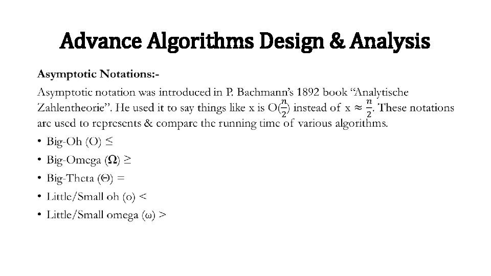 Advance Algorithms Design & Analysis • 