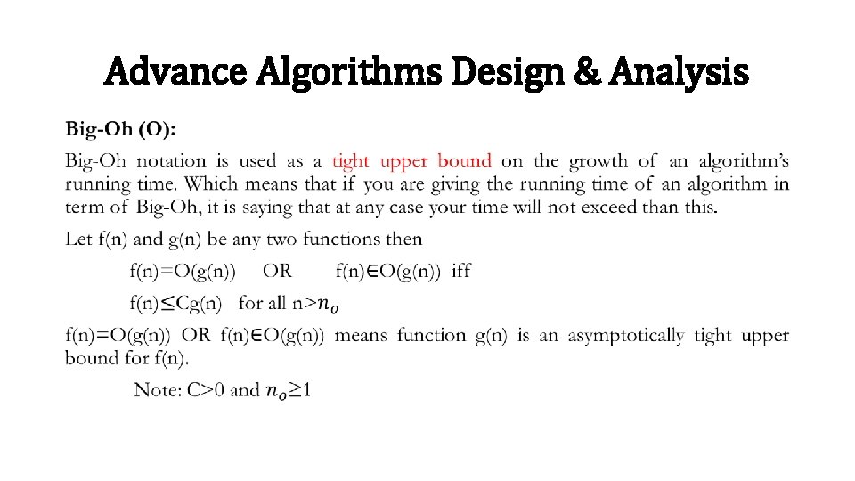 Advance Algorithms Design & Analysis • 