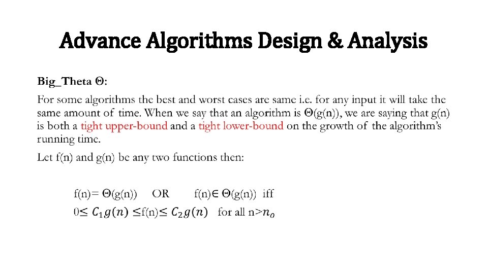 Advance Algorithms Design & Analysis • 