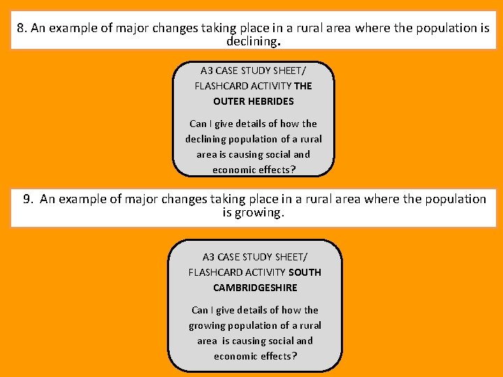  8. An example of major changes taking place in a rural area where