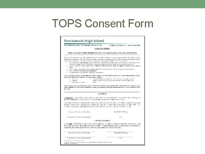 TOPS Consent Form TOPS Consent Form