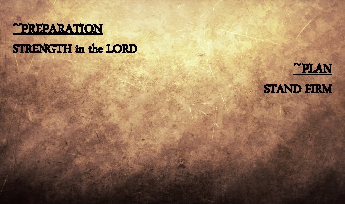 ~PREPARATION STRENGTH in the LORD ~PLAN STAND FIRM ~PREPARATION STRENGTH in the LORD ~PLAN STAND FIRM