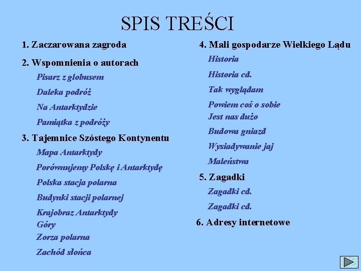 SPIS TREŚCI 1. Zaczarowana zagroda 2. Wspomnienia o autorach 4. Mali gospodarze Wielkiego Lądu