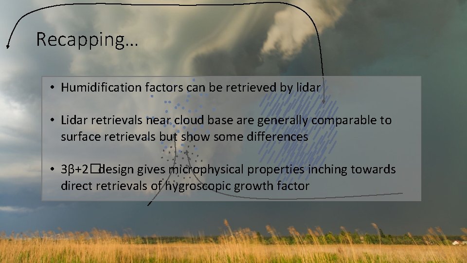 Recapping… • Humidification factors can be retrieved by lidar • Lidar retrievals near cloud