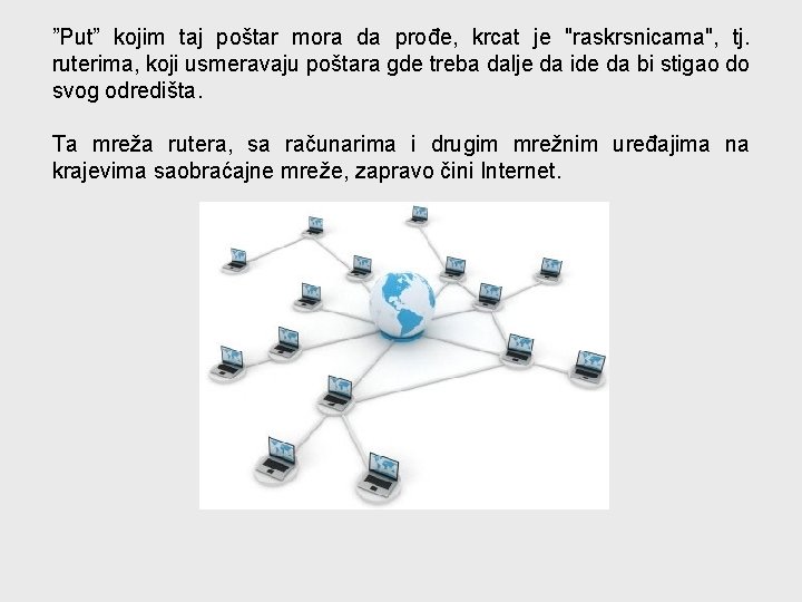 ”Put” kojim taj poštar mora da prođe, krcat je "raskrsnicama", tj. ruterima, koji usmeravaju