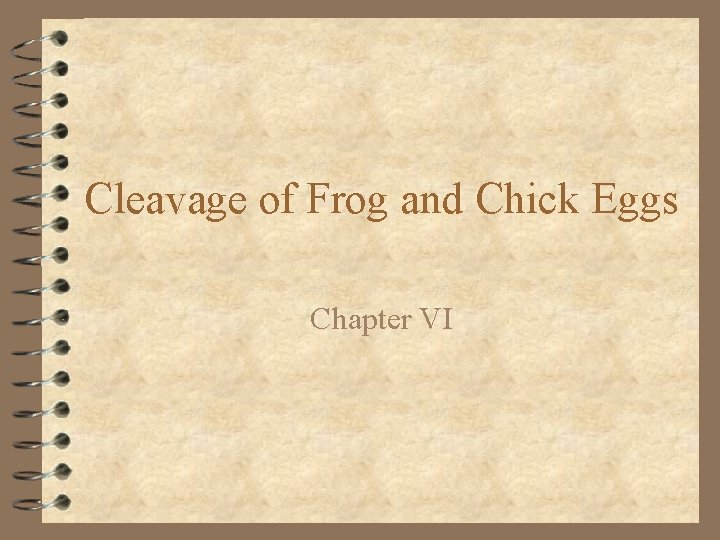 Cleavage of Frog and Chick Eggs Chapter VI 