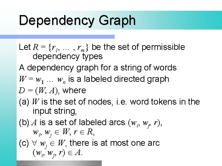 Dependency Graph Let R = {r 1, … , rm} be the set of