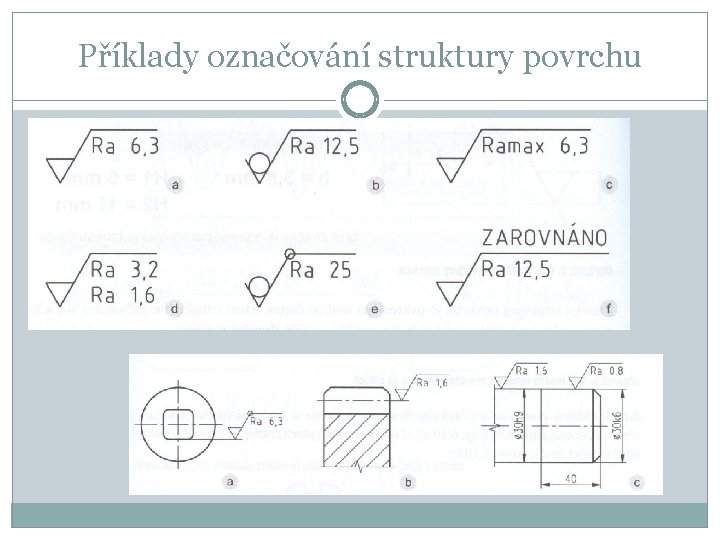 Příklady označování struktury povrchu 