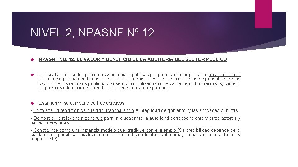 NIVEL 2, NPASNF Nº 12 NPASNF NO. 12. EL VALOR Y BENEFICIO DE LA