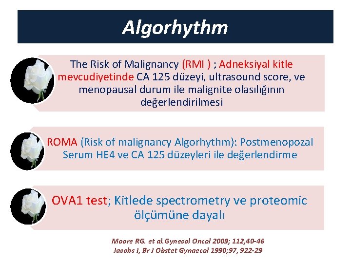 Algorhythm The Risk of Malignancy (RMI ) ; Adneksiyal kitle mevcudiyetinde CA 125 düzeyi,
