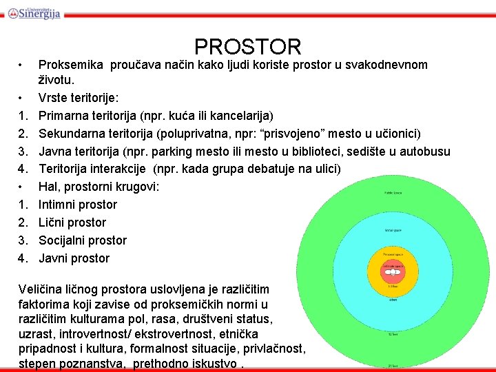  • • 1. 2. 3. 4. PROSTOR Proksemika proučava način kako ljudi koriste