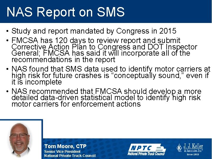 NAS Report on SMS • Study and report mandated by Congress in 2015 •