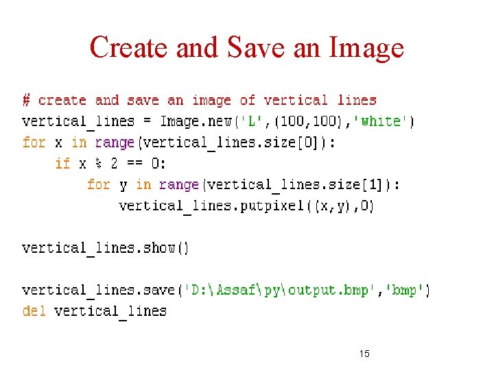 Create and Save an Image 15 