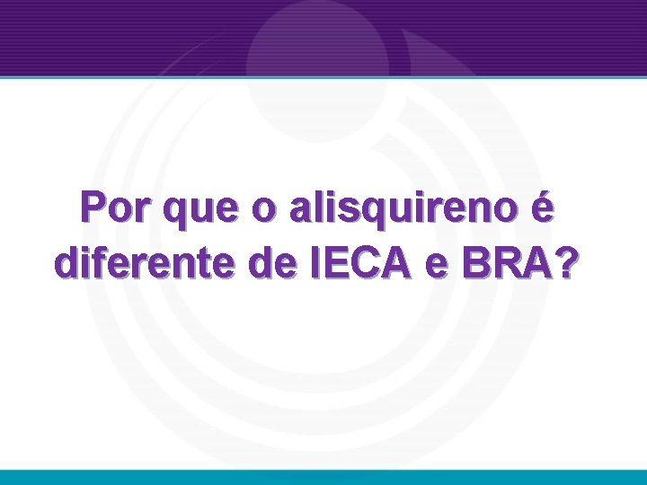 Por que o alisquireno é diferente de IECA e BRA? 