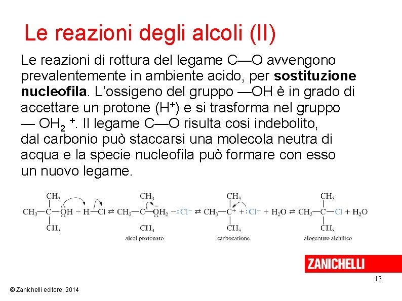 Le reazioni degli alcoli (II) Le reazioni di rottura del legame C—O avvengono prevalentemente