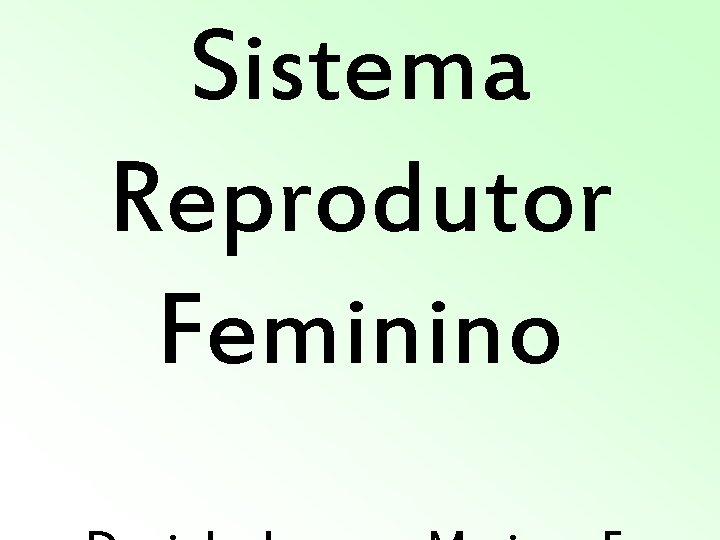 Sistema Reprodutor Feminino Sistema Reprodutor Feminino
