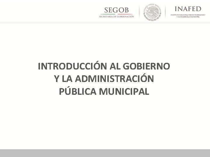 INTRODUCCIÓN AL GOBIERNO Y LA ADMINISTRACIÓN PÚBLICA MUNICIPAL 