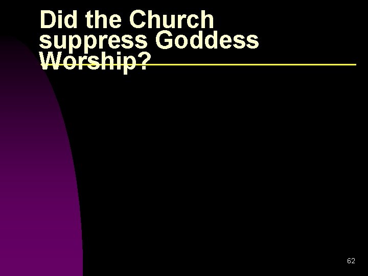 Did the Church suppress Goddess Worship? 62 