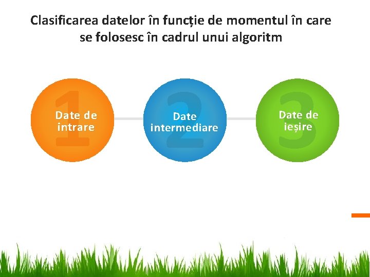Clasificarea datelor în funcție de momentul în care se folosesc în cadrul unui algoritm Clasificarea datelor în funcție de momentul în care se folosesc în cadrul unui algoritm