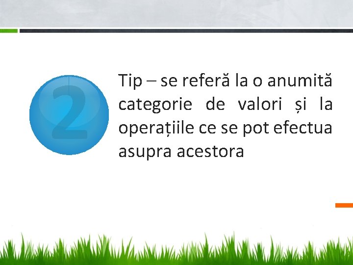2 Tip – se referă la o anumită categorie de valori și la operațiile 2 Tip – se referă la o anumită categorie de valori și la operațiile