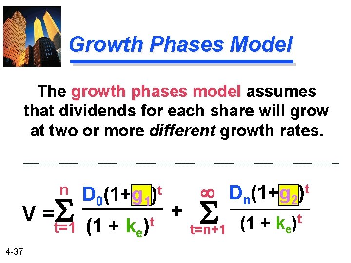 Growth Phases Model The growth phases model assumes that dividends for each share will