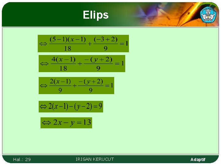 Elips Hal. : 29 IRISAN KERUCUT Adaptif 