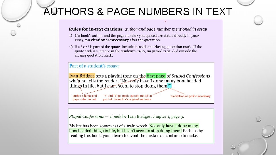 AUTHORS & PAGE NUMBERS IN TEXT 