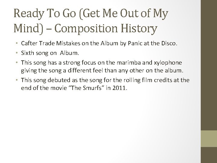 Ready To Go (Get Me Out of My Mind) – Composition History • Cafter Ready To Go (Get Me Out of My Mind) – Composition History • Cafter