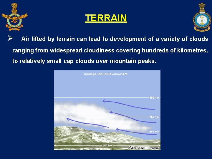TERRAIN Ø Air lifted by terrain can lead to development of a variety of