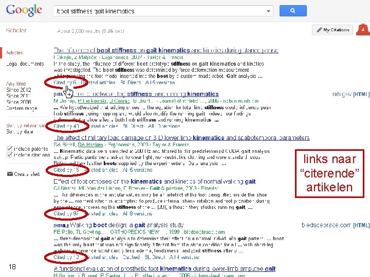 links naar “citerende” artikelen 18 