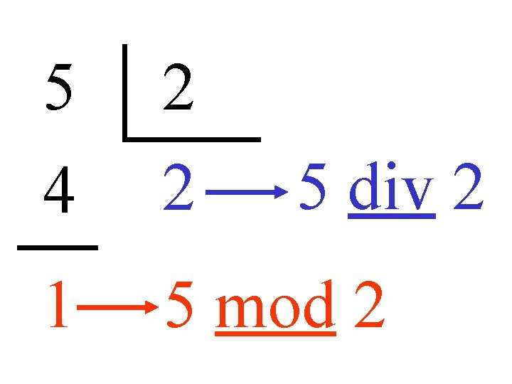 5 4 2 2 1 5 mod 2 5 div 2 