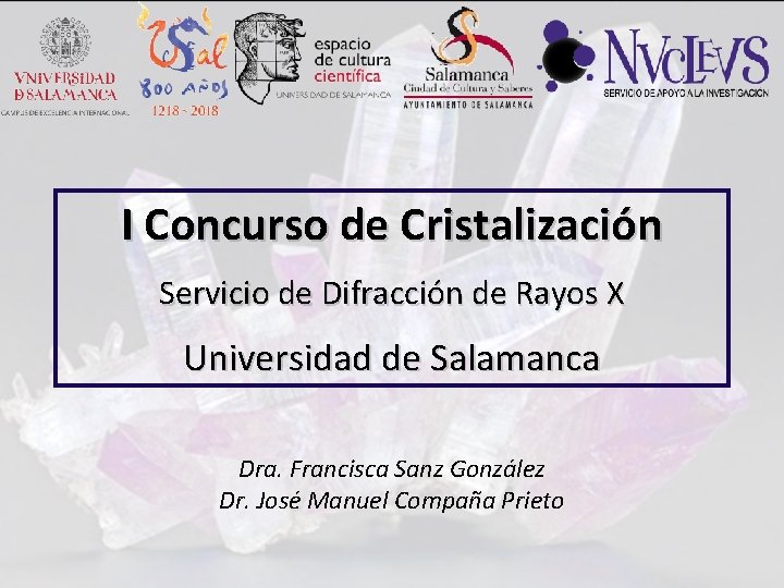 I Concurso de Cristalización Servicio de Difracción de Rayos X Universidad de Salamanca Dra.