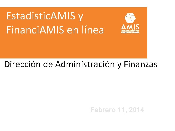Estadistic. AMIS y Financi. AMIS en línea Dirección de Administración y Finanzas Febrero 11,
