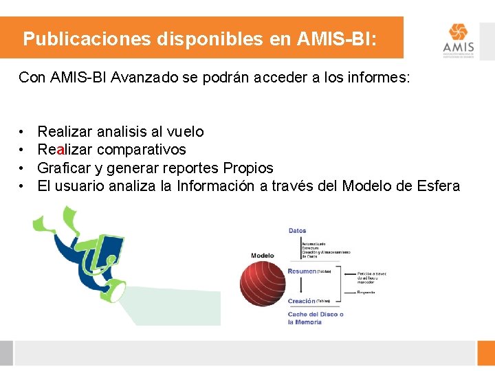 Publicaciones disponibles en AMIS-BI: Con AMIS-BI Avanzado se podrán acceder a los informes: •