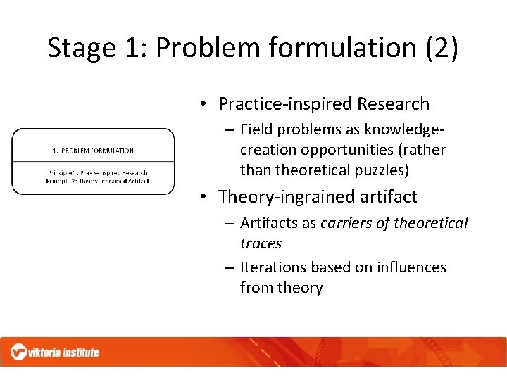 Stage 1: Problem formulation (2) • Practice-inspired Research – Field problems as knowledgecreation opportunities