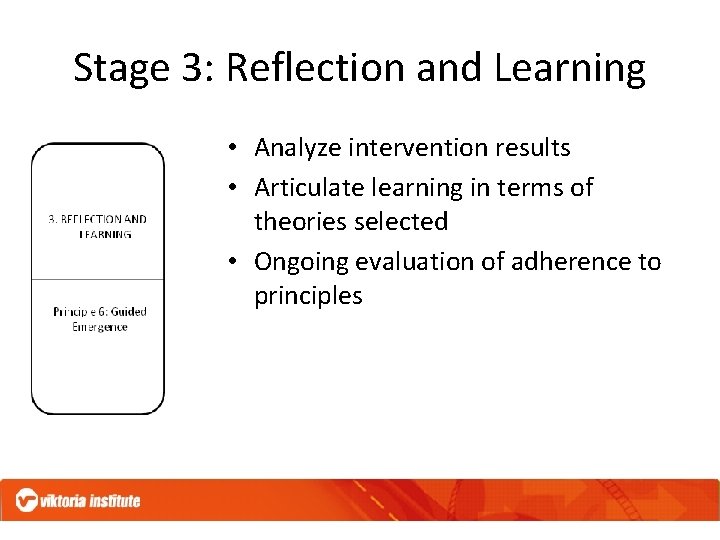 Stage 3: Reflection and Learning • Analyze intervention results • Articulate learning in terms