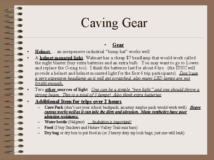 Caving Gear • • • Gear Helmet … an inexpensive industrial “bump hat” works