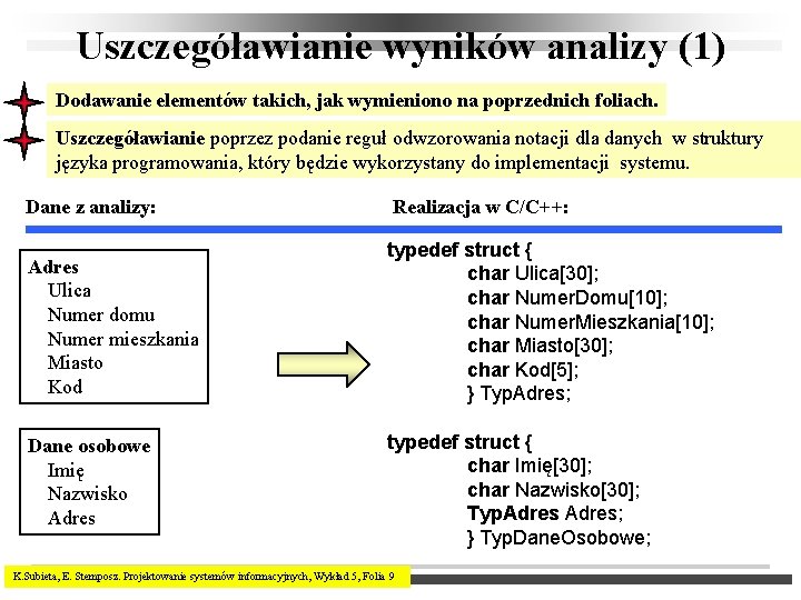 Uszczegóławianie wyników analizy (1) Dodawanie elementów takich, jak wymieniono na poprzednich foliach. Uszczegóławianie poprzez