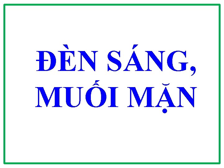 ĐÈN SÁNG, MUỐI MẶN 