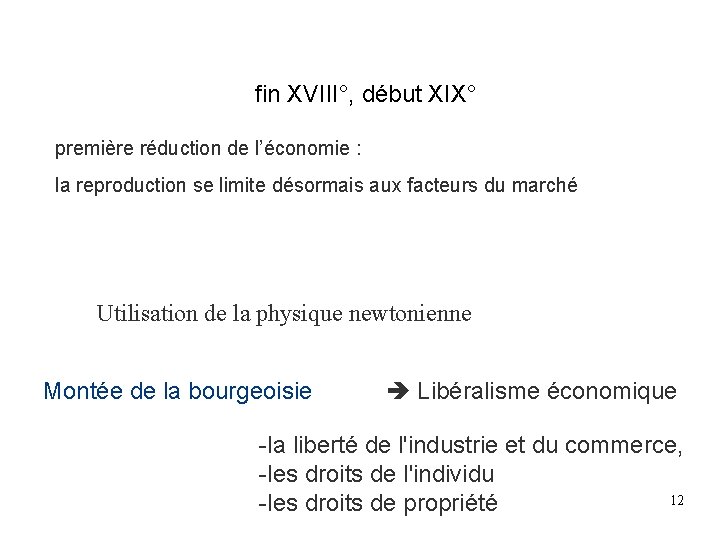 fin XVIII°, début XIX° première réduction de l’économie : la reproduction se limite désormais fin XVIII°, début XIX° première réduction de l’économie : la reproduction se limite désormais