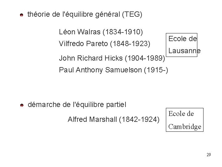théorie de l'équilibre général (TEG) Léon Walras (1834 -1910) Vilfredo Pareto (1848 -1923) théorie de l'équilibre général (TEG) Léon Walras (1834 -1910) Vilfredo Pareto (1848 -1923)
