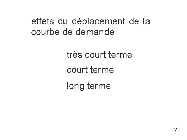 effets du déplacement de la courbe de demande très court terme long terme 33 effets du déplacement de la courbe de demande très court terme long terme 33