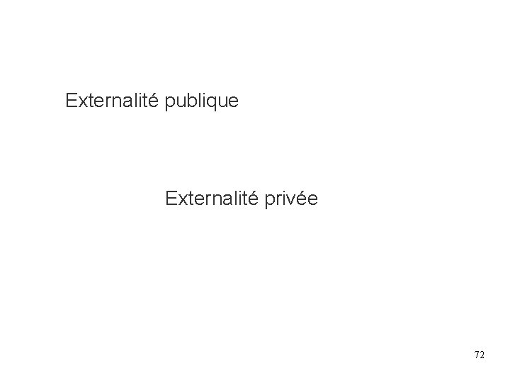 Externalité publique Externalité privée 72 Externalité publique Externalité privée 72