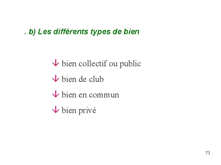 . b) Les différents types de bien collectif ou public bien de club bien . b) Les différents types de bien collectif ou public bien de club bien
