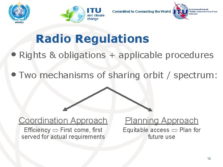 Committed to Connecting the World Radio Regulations • Rights & obligations + applicable procedures