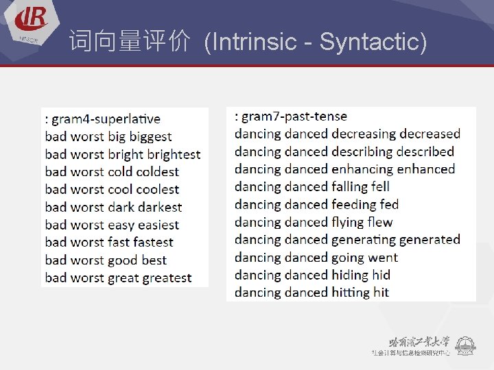 词向量评价 (Intrinsic - Syntactic) 