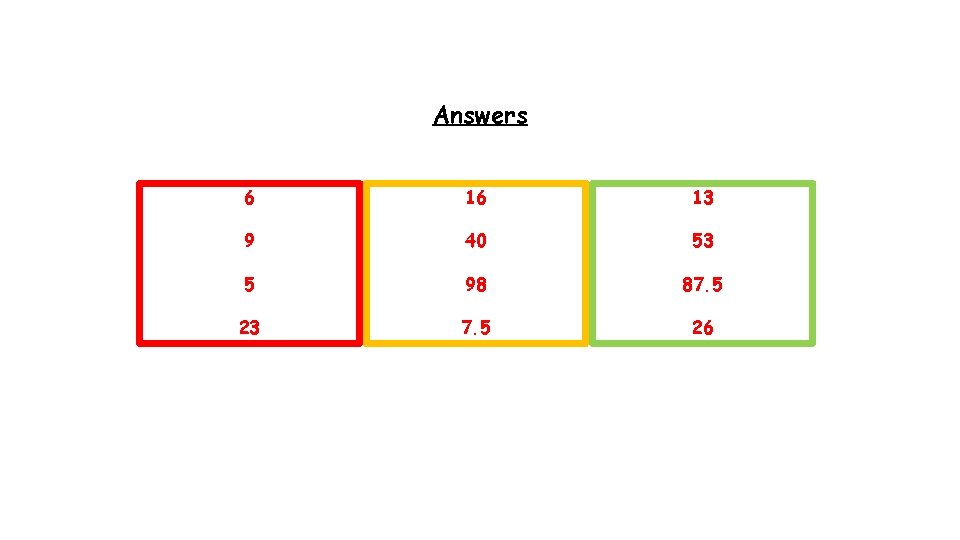 Answers 6 16 13 9 40 53 5 98 87. 5 23 7. 5 Answers 6 16 13 9 40 53 5 98 87. 5 23 7. 5