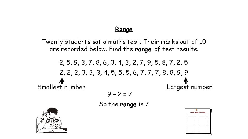 Range Twenty students sat a maths test. Their marks out of 10 are recorded Range Twenty students sat a maths test. Their marks out of 10 are recorded